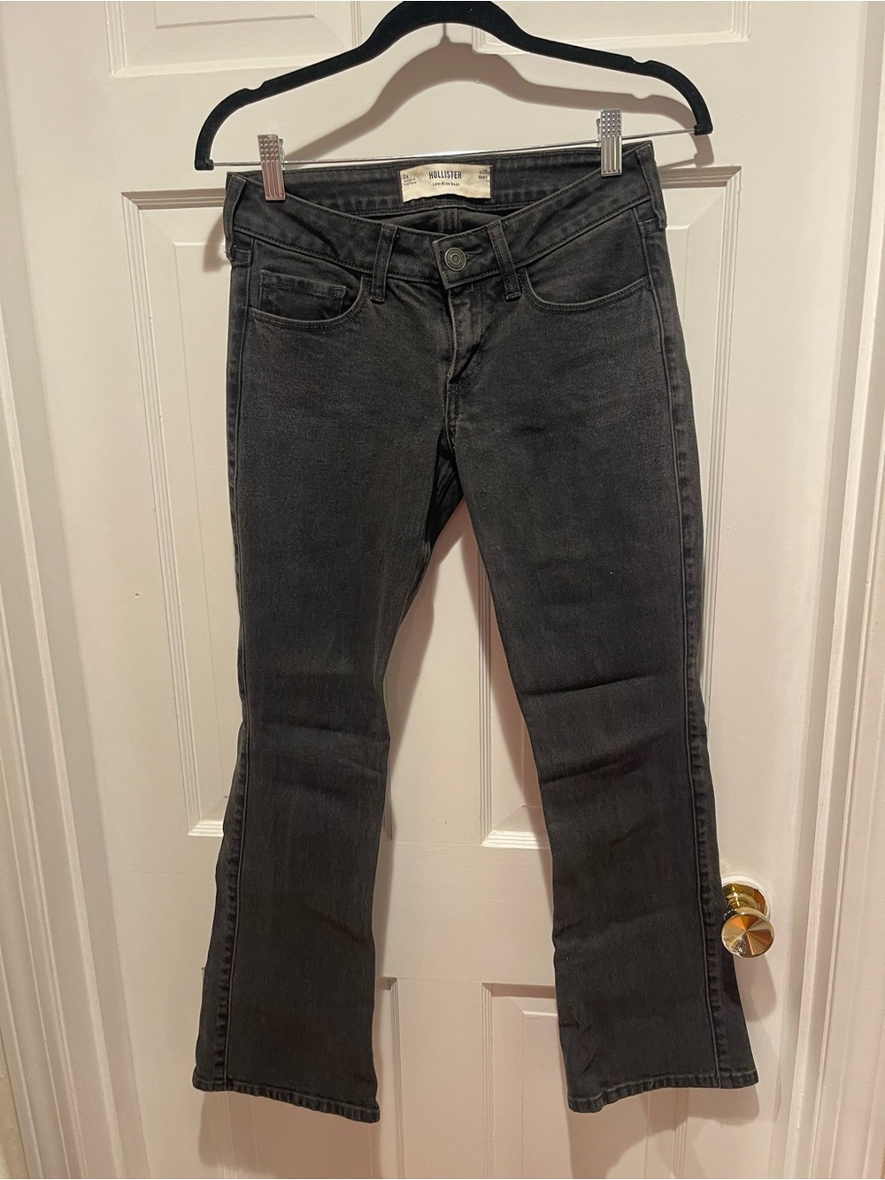 Hollister Women's Washed Black Wide Leg Jeans